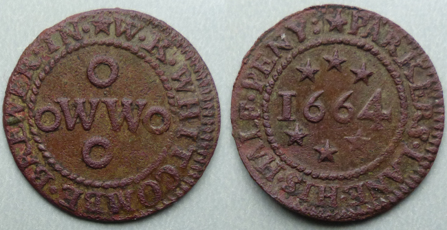 Parkers Lane, W K Whitcombe 1664 halfpenny